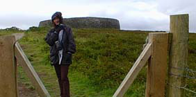 Kathleen in front of Grianan of Aileagh